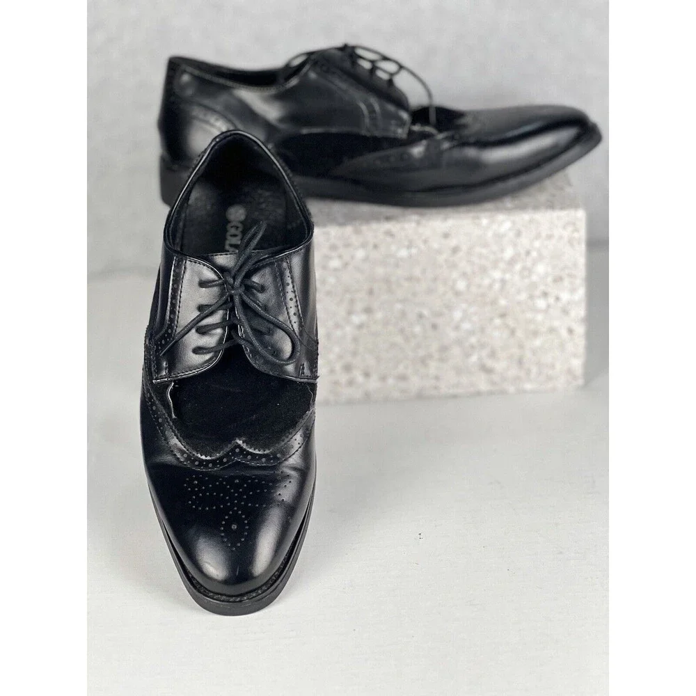 Golaiman Mens 11 Black Wingtip Brogue Oxford Dress Shoes G1406 Business Formal